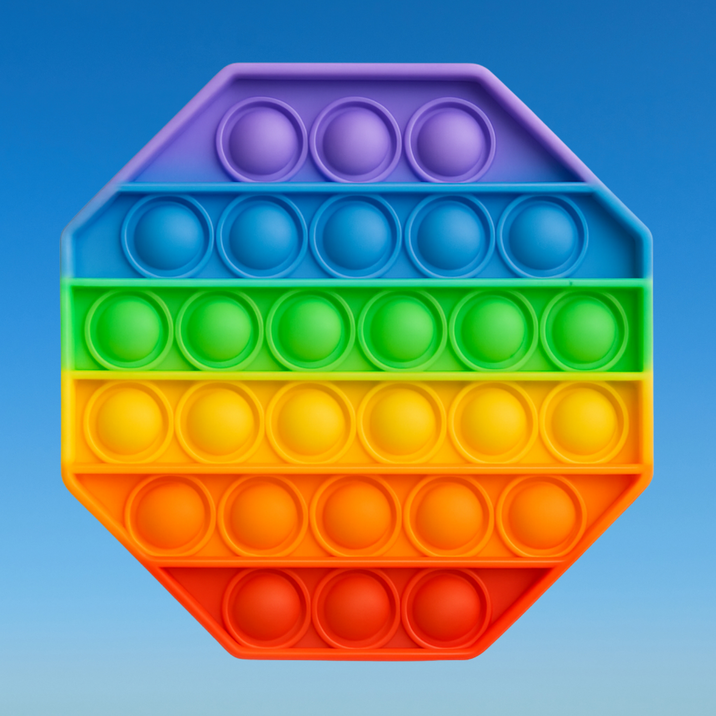 Rainbow Octagon Bubble Popper Fidget Toy, 28 Bubbles, Silicone Sensory Toy