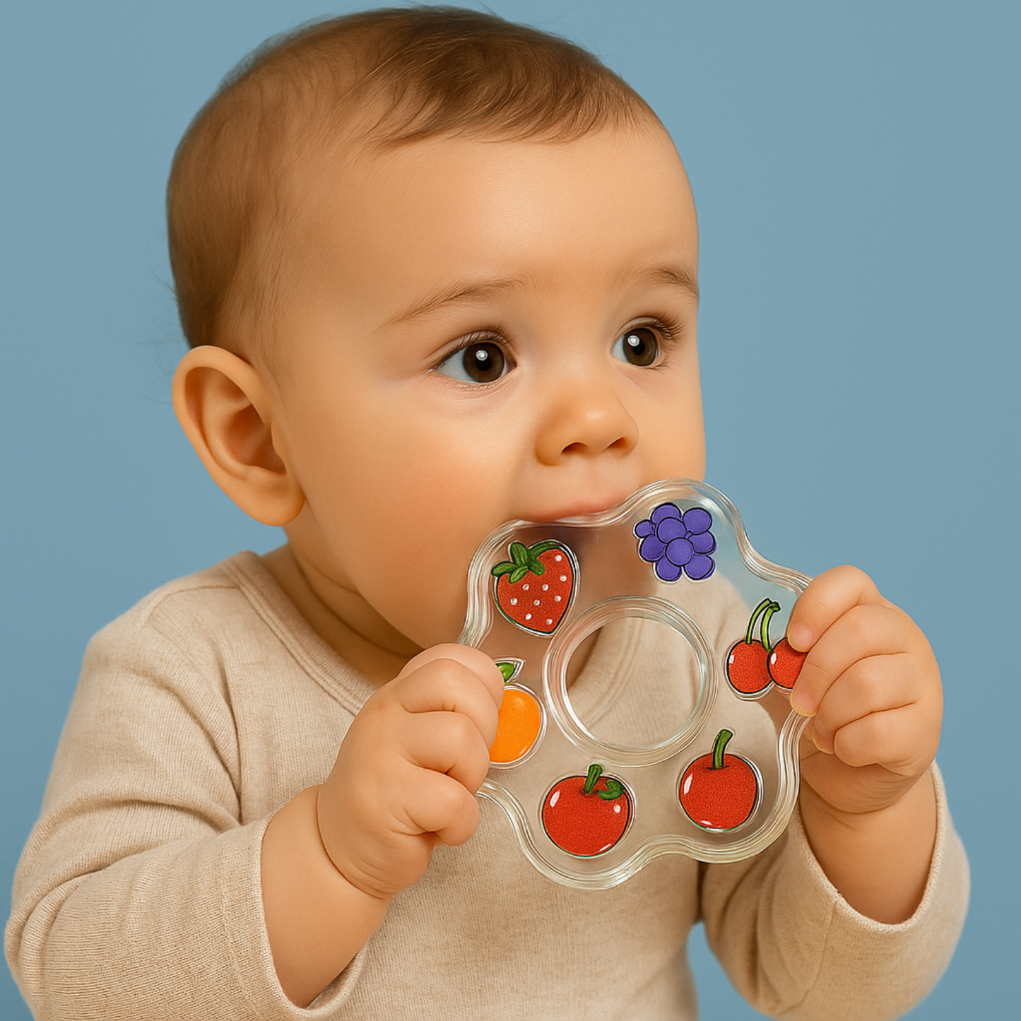 Water-Filled Baby Teether, Fruit-Themed, BPA-Free, Cooling Relief for Sore Gums