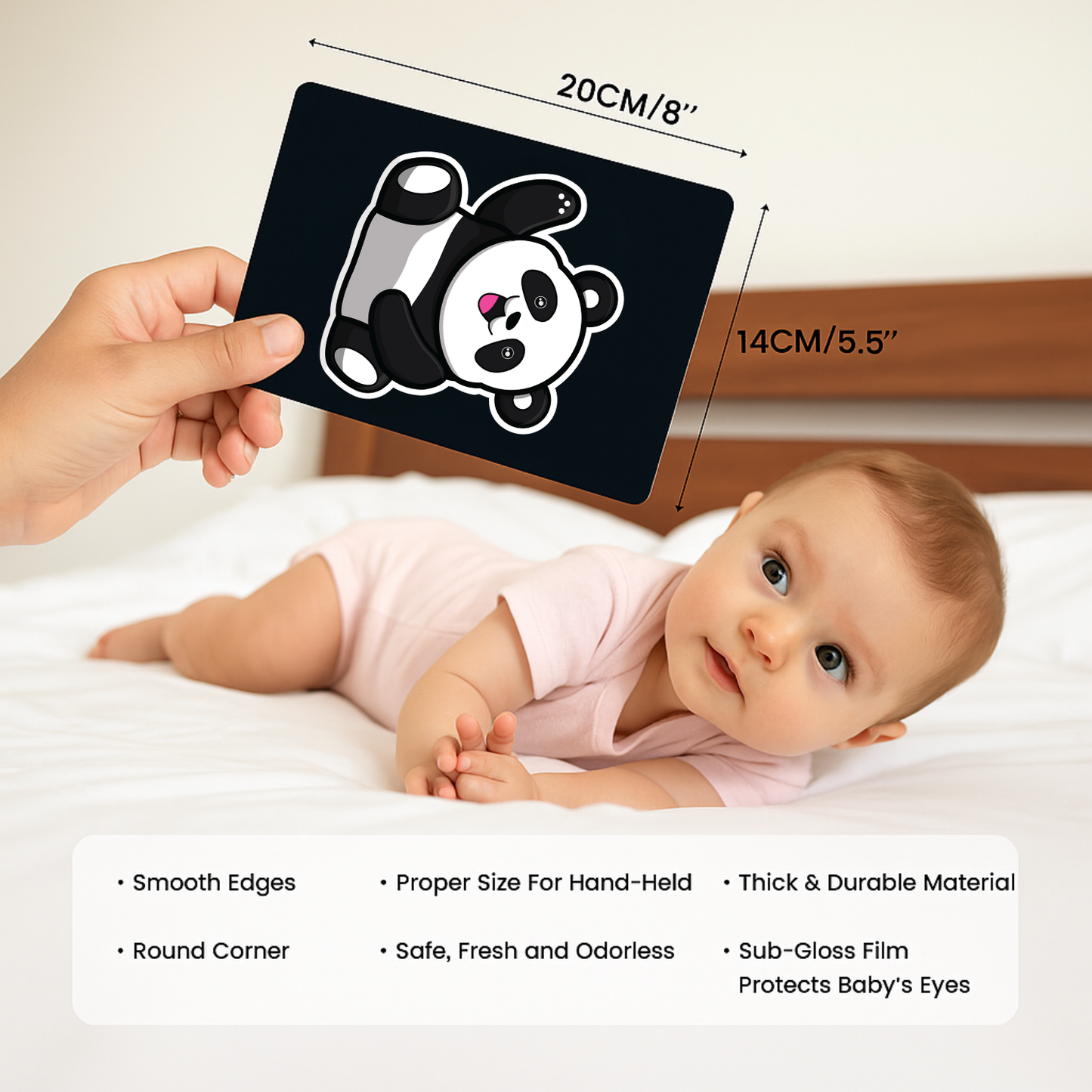 High Contrast Flash Cards for Newborns, 32 Cards with Stand (0-12 Month)