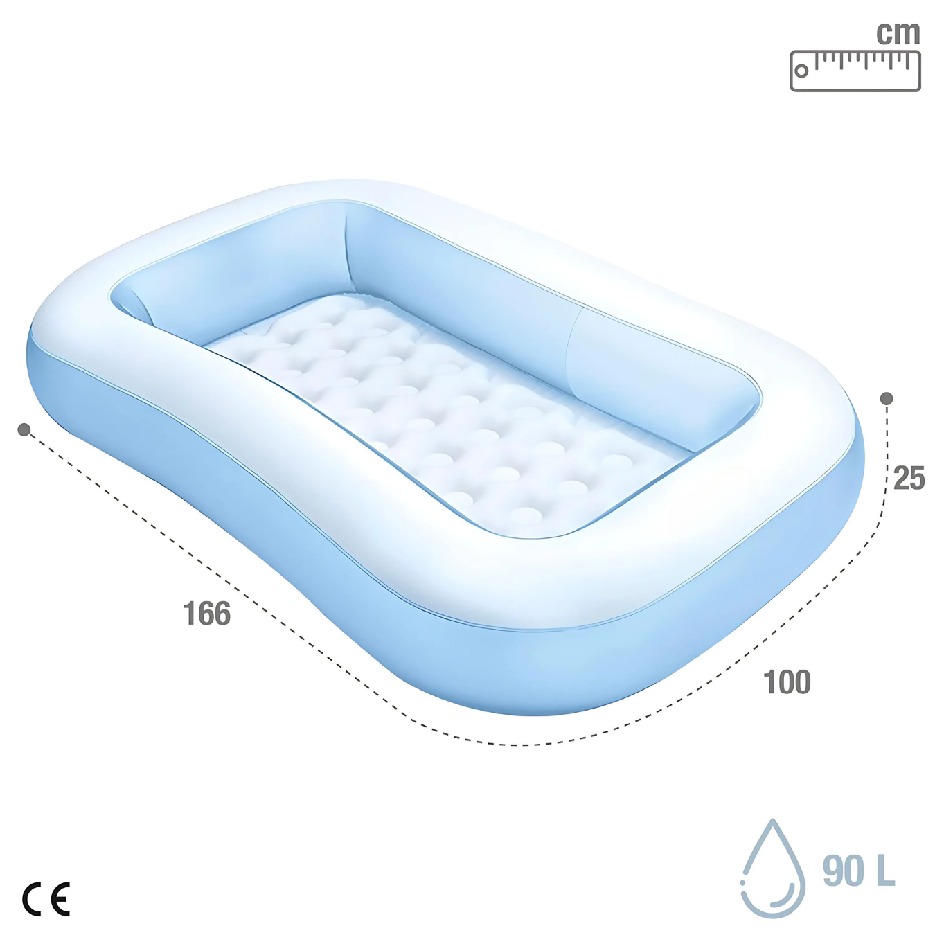 Inflatable 5.5ft Rectangular Pool for Summers with Air Pump