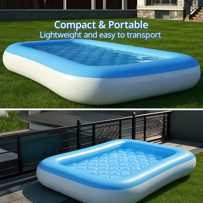 Inflatable 5.5ft Rectangular Pool for Summers with Air Pump