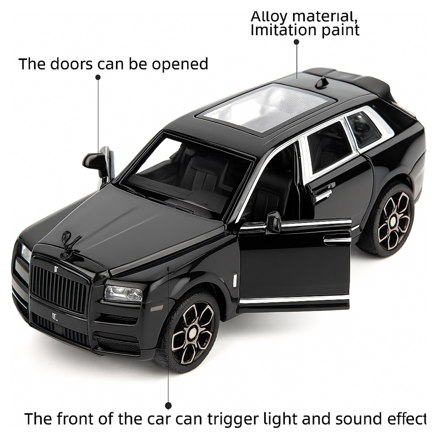 Luxury Diecast Rolls-Royce Cullinan Model Car – 1:24 Scale with Lights, Sounds & Opening Doors