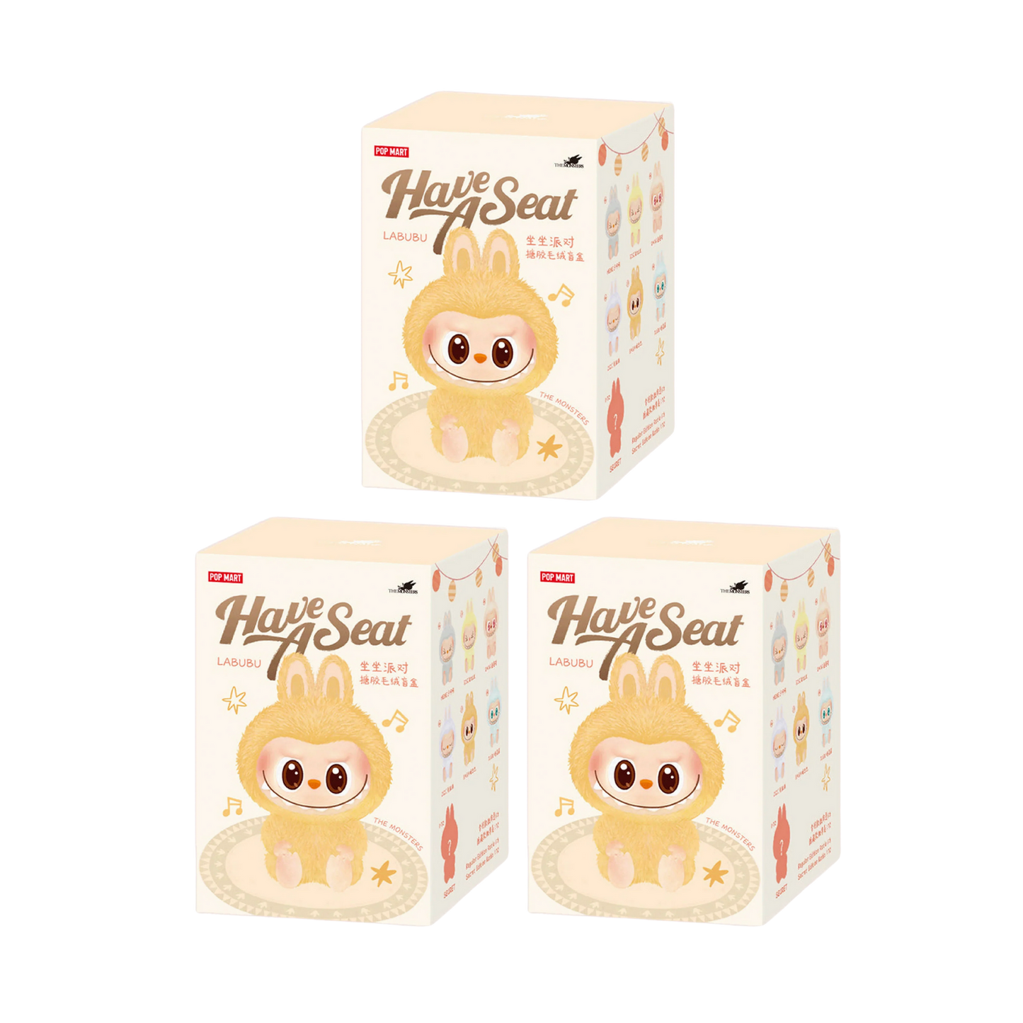 Labubu Doll – Premium Quality Collectible (Have a Seat) Blind Box (Pack of 3)