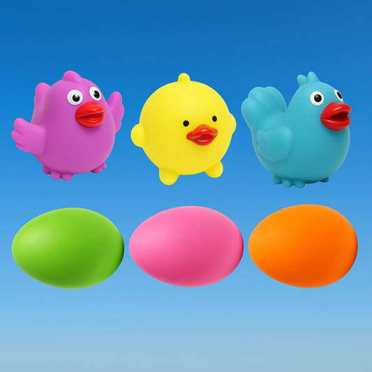 Baby Bath Toys Set, 6 Pieces Squeezable Birds and Eggs, Colourful toys for Kids