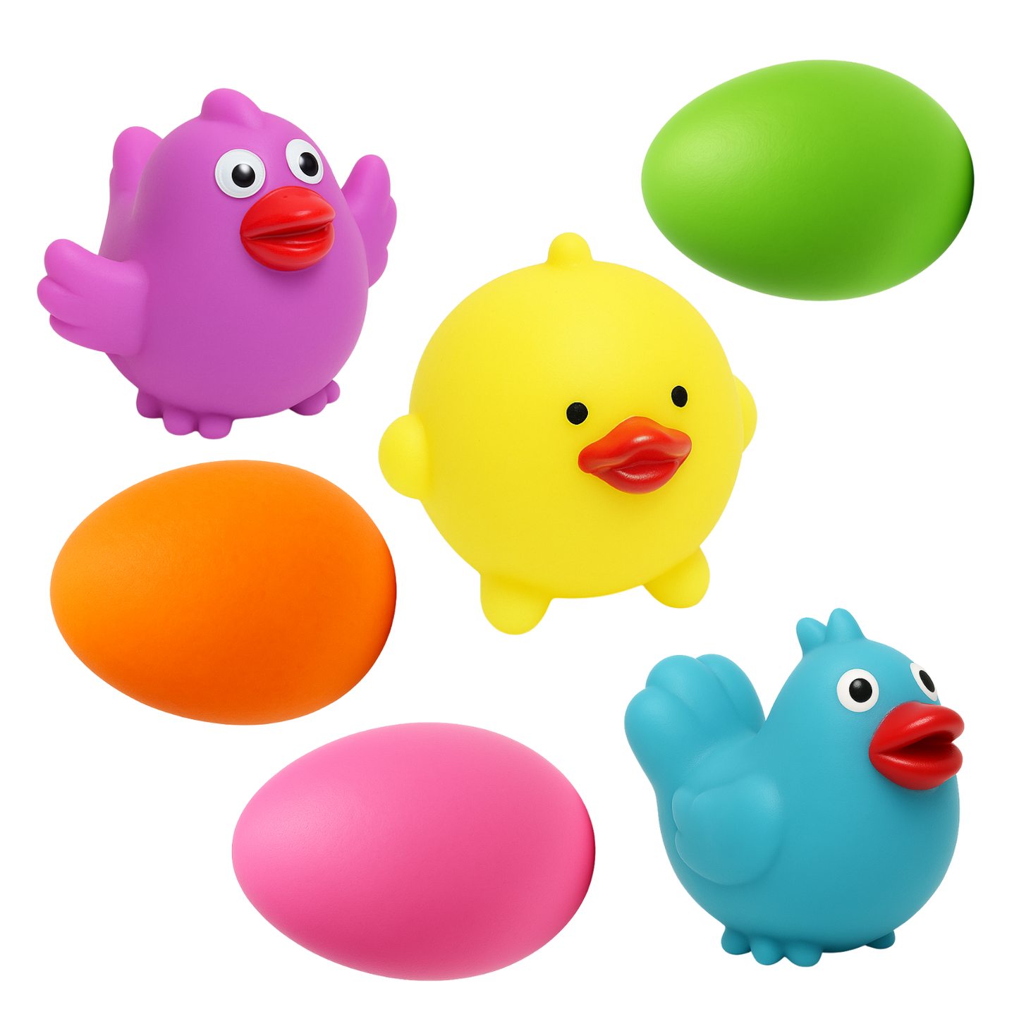 Baby Bath Toys Set, 6 Pieces Squeezable Birds and Eggs, Colourful toys for Kids