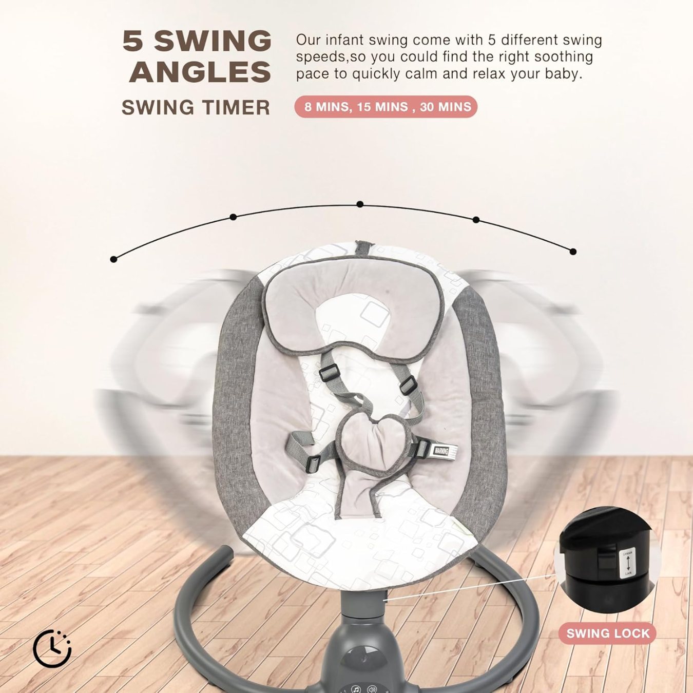 Electric Baby Swing Cradle | Remote, Bluetooth Music, Adjustable Recline, 5-Point Harness, Mosquito Net & Sunshade