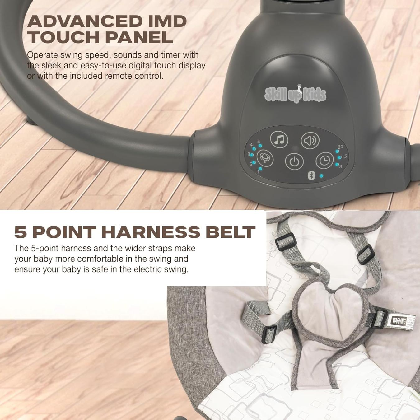 Electric Baby Swing Cradle | Remote, Bluetooth Music, Adjustable Recline, 5-Point Harness, Mosquito Net & Sunshade