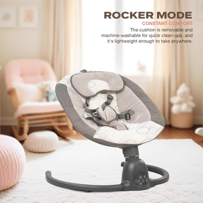 Electric Baby Swing Cradle | Remote, Bluetooth Music, Adjustable Recline, 5-Point Harness, Mosquito Net & Sunshade