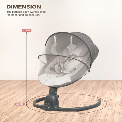 Electric Baby Swing Cradle | Remote, Bluetooth Music, Adjustable Recline, 5-Point Harness, Mosquito Net & Sunshade