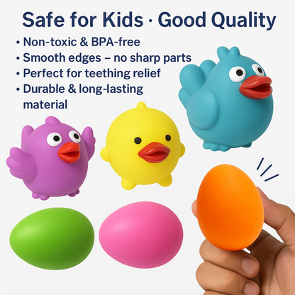 Baby Bath Toys Set, 6 Pieces Squeezable Birds and Eggs, Colourful toys for Kids
