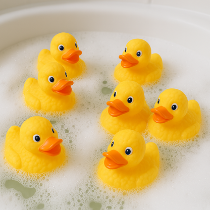 Set of 6 Classic Yellow Rubber Ducks, Floating Bath Time Fun | Baby Bath Toys