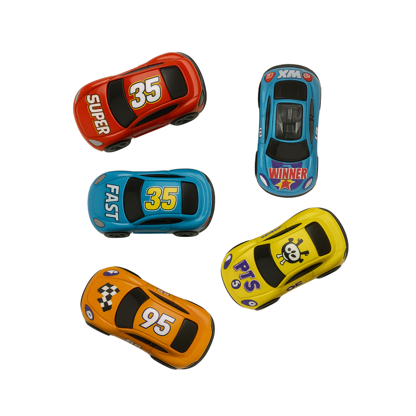 Mini Cartoon Racing Cars Set, Pull-Back Mechanism, 5-Pack, Colourful Toys