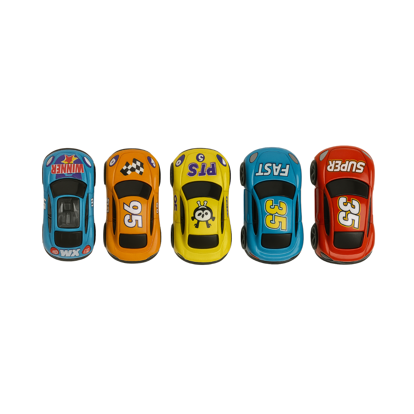 Mini Cartoon Racing Cars Set, Pull-Back Mechanism, 5-Pack, Colourful Toys
