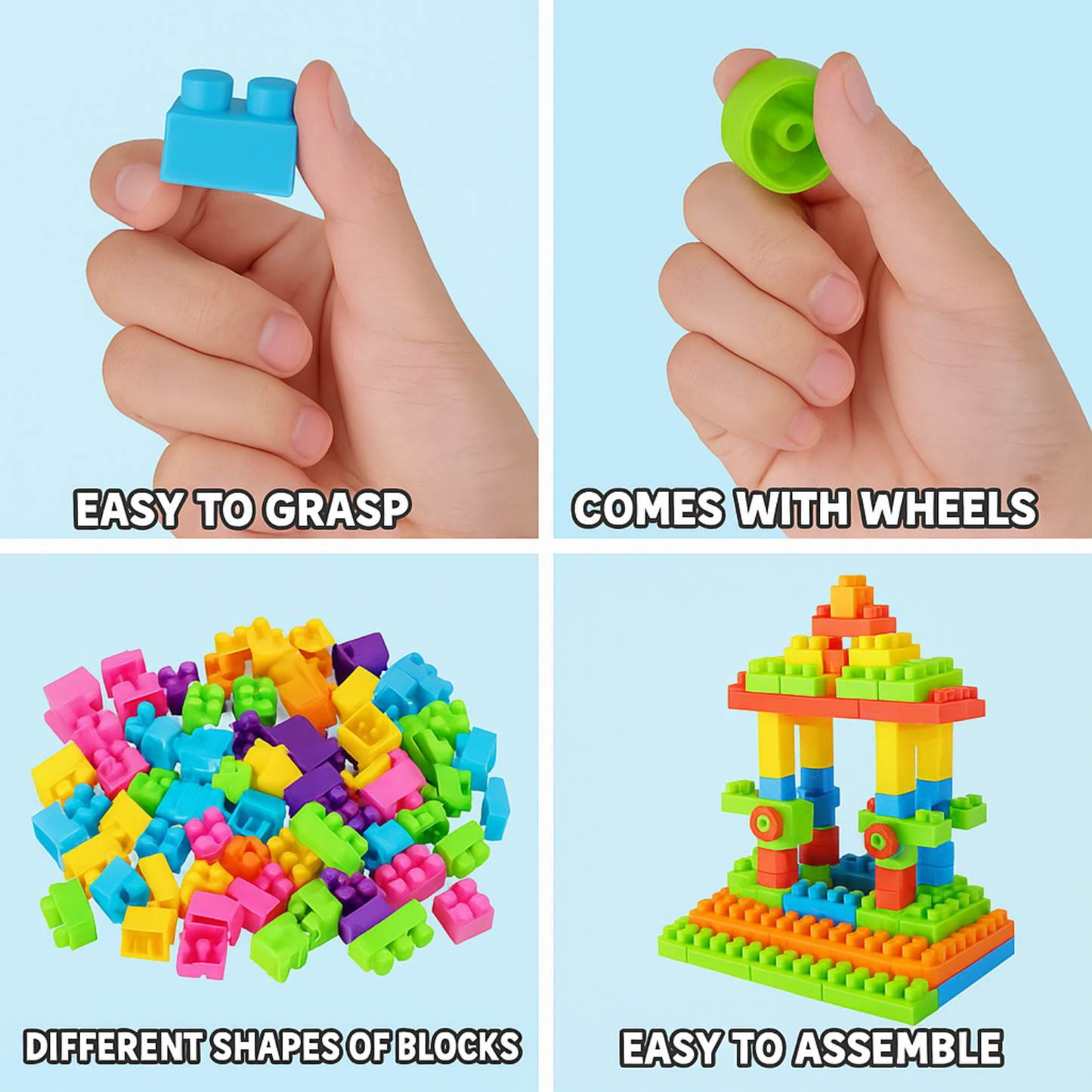 Building Blocks Set for Kids, 100 Pieces with Carry Case, Toys with Model Book