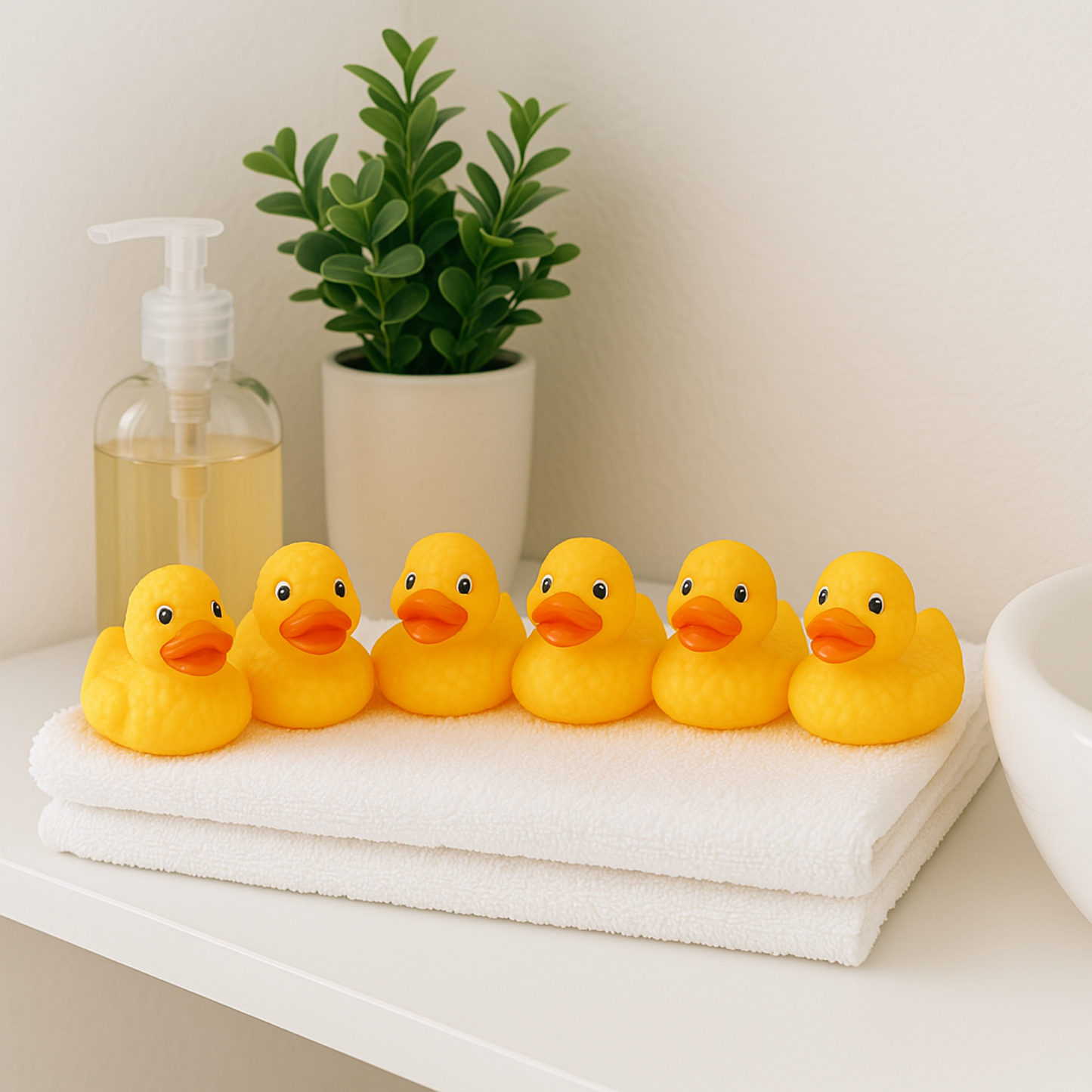 Set of 6 Classic Yellow Rubber Ducks, Floating Bath Time Fun | Baby Bath Toys