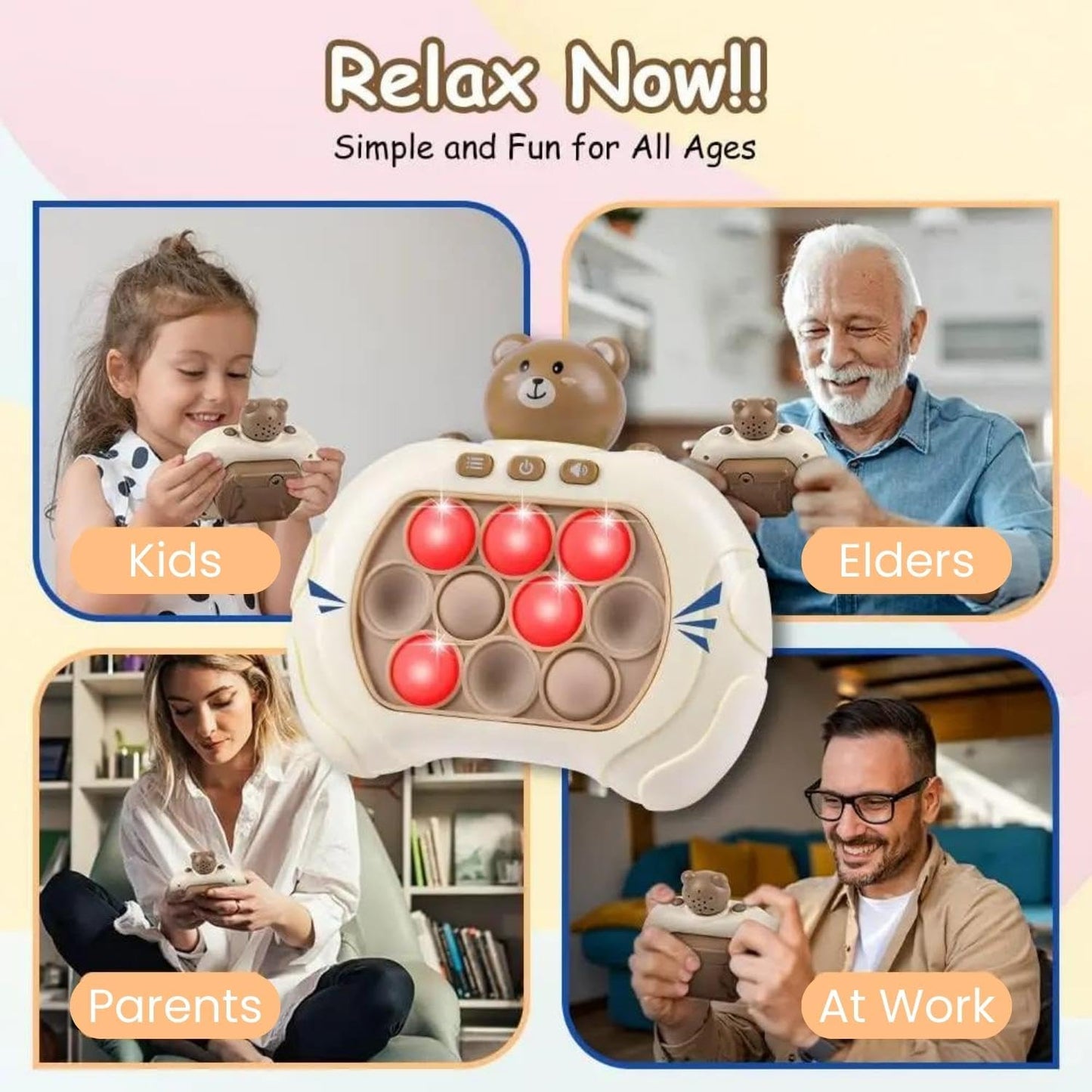 Fast Push Pop It Game – Interactive Bear-Themed Speed Bubble Pop Toy for Kids