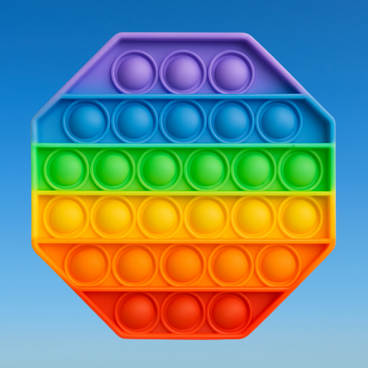Rainbow Octagon Bubble Popper Fidget Toy, 28 Bubbles, Silicone Sensory Toy