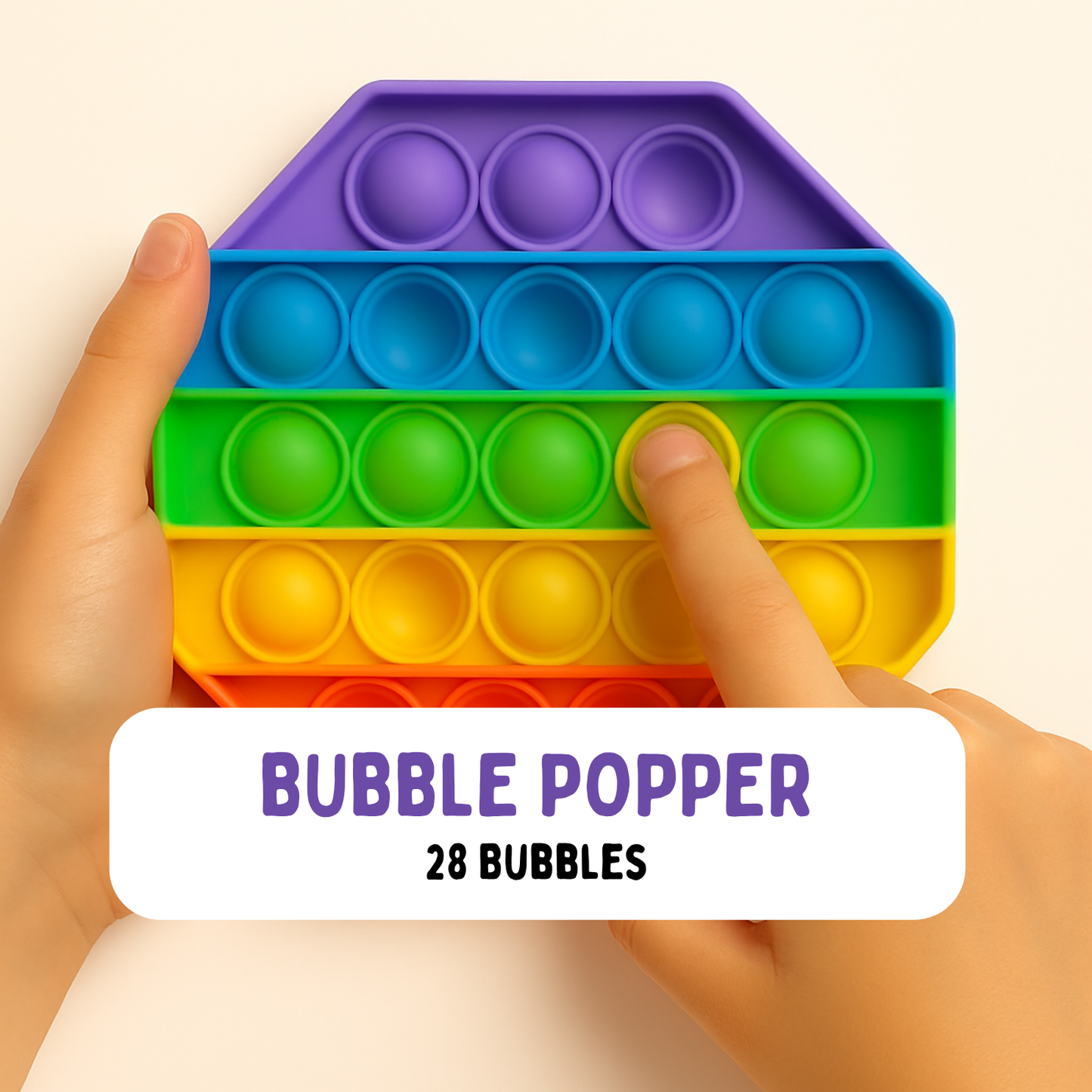Rainbow Octagon Bubble Popper Fidget Toy, 28 Bubbles, Silicone Sensory Toy