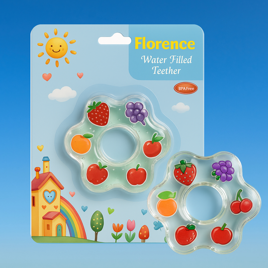 Water-Filled Baby Teether, Fruit-Themed, BPA-Free, Cooling Relief for Sore Gums