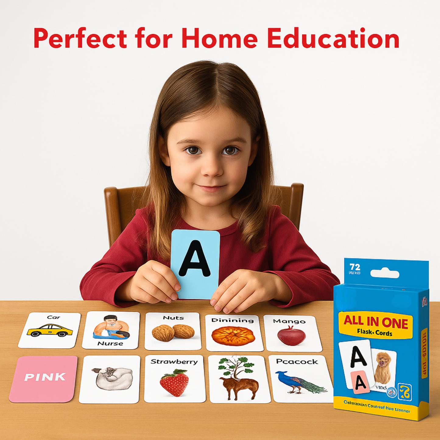 All in One Flash Cards for Kids | 72 Double-Sided Educational Cards