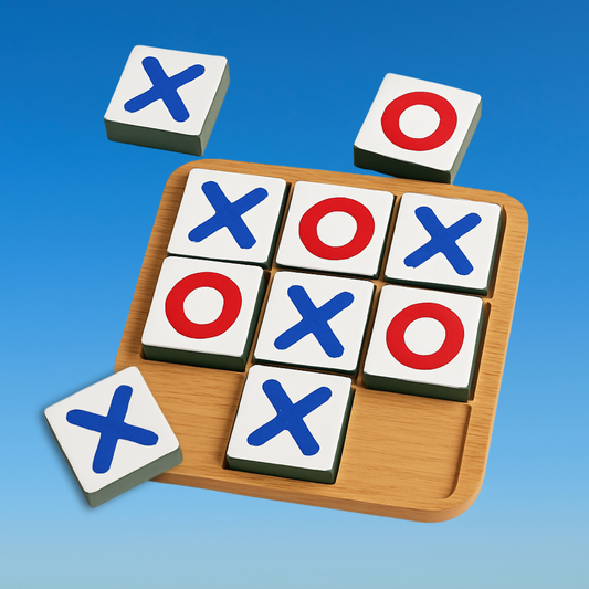 Wooden Tic Tac Toe Board Game for Kids, Ages 4+, 2 Players, Classic Strategy Game