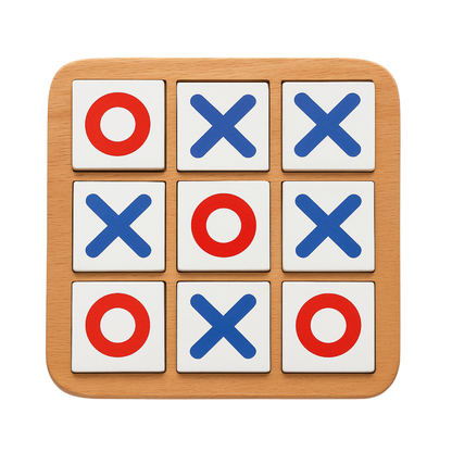 Wooden Tic Tac Toe Board Game for Kids, Ages 4+, 2 Players, Classic Strategy Game