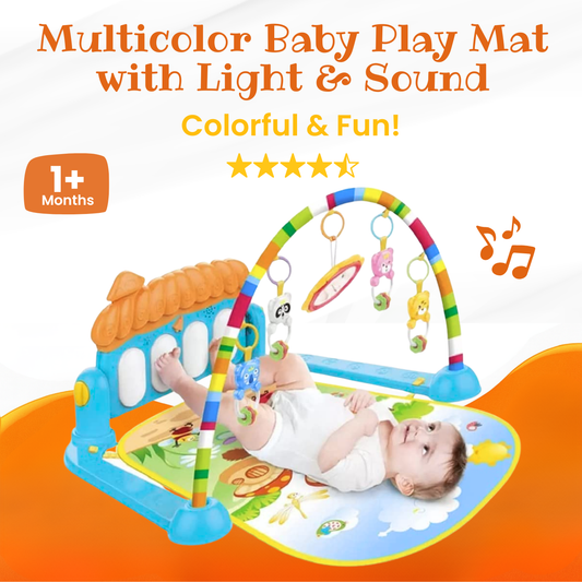 Interactive Baby Play Mat, Hanging Toys & Soft Mat with (Light & Sound) 2+ Months